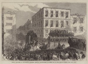 Fenian Gevangenen in Manchester vervoerd door Mosley-Street op weg naar de Bellvue Gevangenis door Sir John Charles Robinson